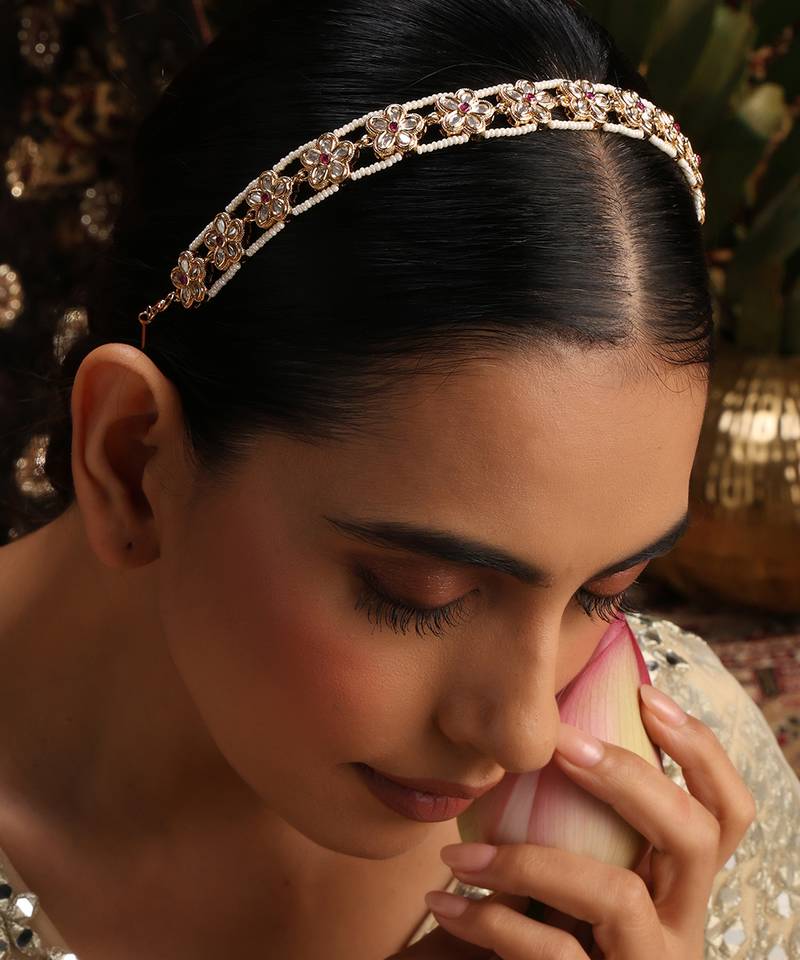 Gold plated kundan sheesh phool