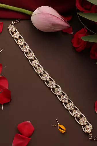 Gold plated kundan sheesh phool