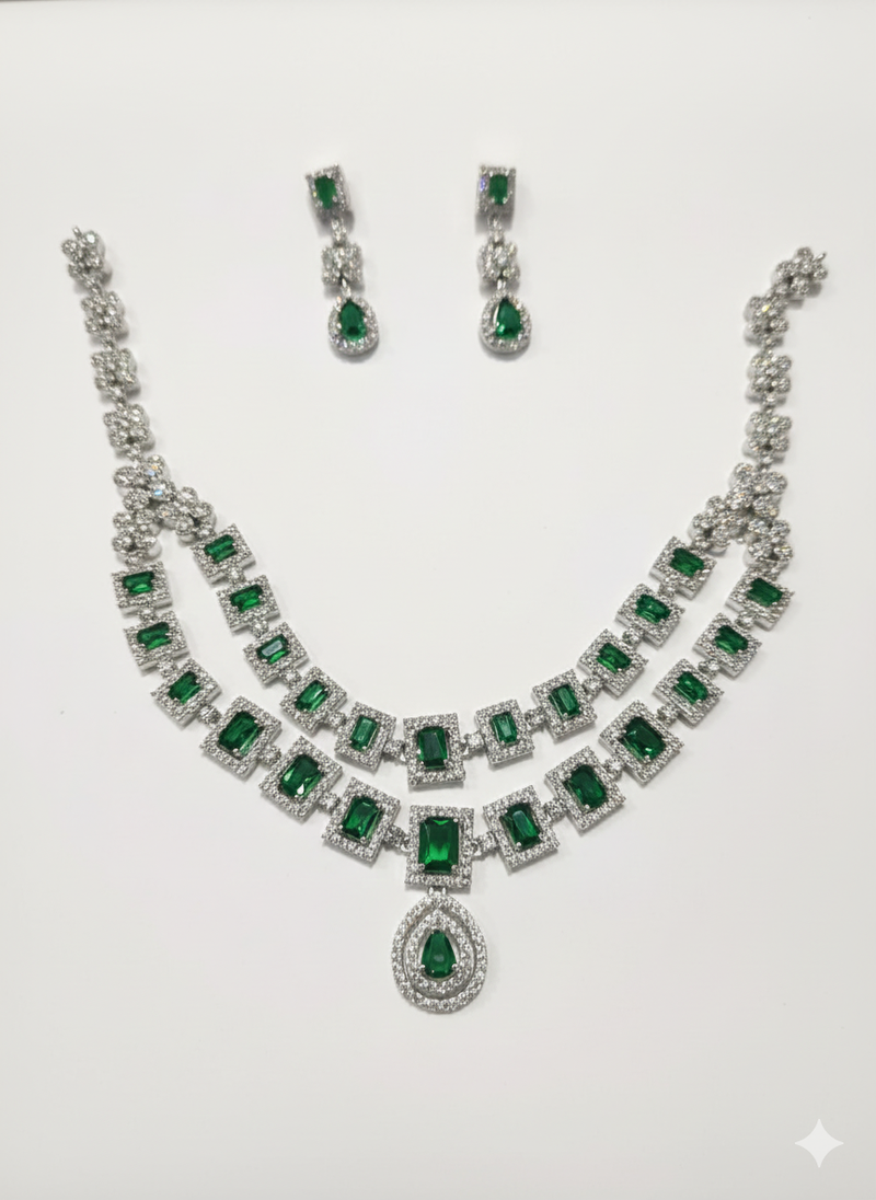 Green american diamonds necklaces