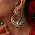 Gold plated kundan green stone chandbali earrings