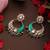 Gold plated kundan green stone chandbali earrings