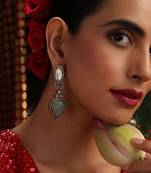 Gold plated kundan Turquoise stones danglers earrings