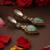 Gold plated kundan Turquoise stones danglers earrings