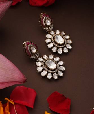 gold plated kundan dangler earrings 2