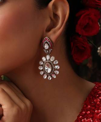 gold plated kundan dangler earrings 3