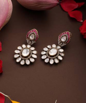 gold plated kundan dangler earrings 4