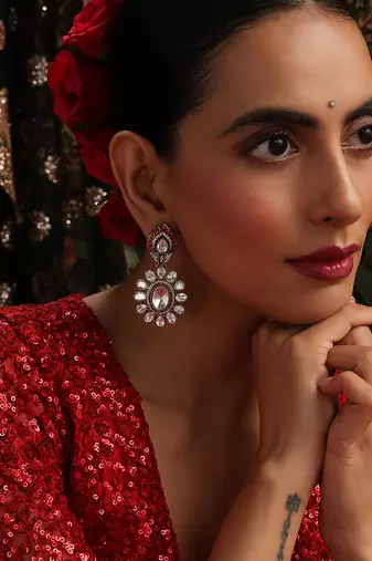 gold plated kundan dangler earrings