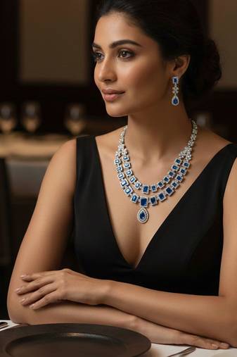 Blue american diamonds necklaces