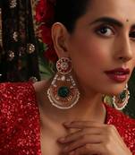 Gold plated kundan multicolor stones chandbali earrings