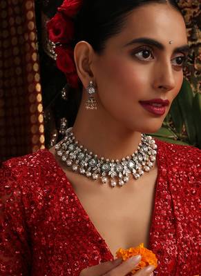 Gold plated kundan Pearls necklace set 1