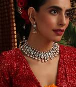 Gold plated kundan Pearls necklace set