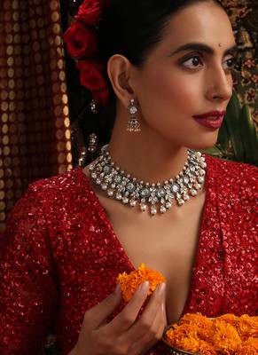 Gold plated kundan Pearls necklace set 5