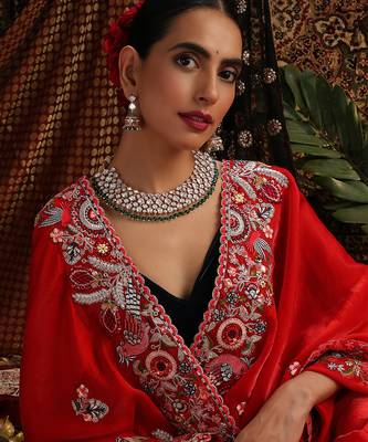 Gold plated kundan green stone necklace set 5