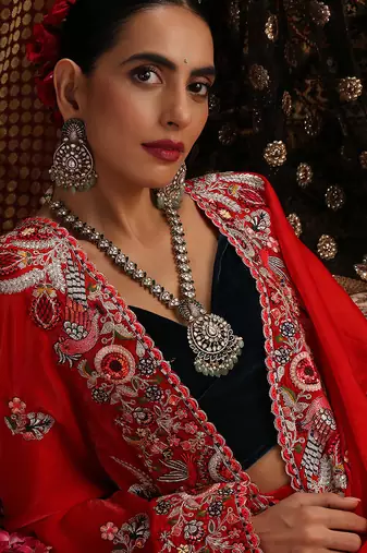 Gold plated kundan green stones necklace set