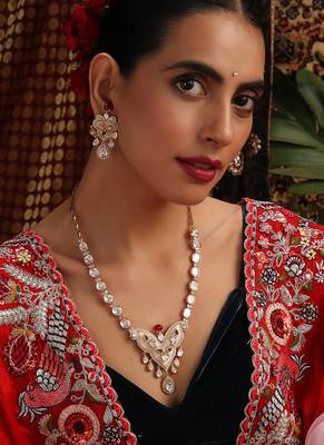 gold plated kundan necklace set 1