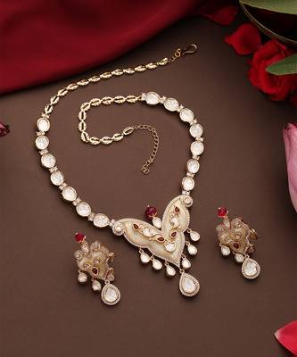 gold plated kundan necklace set 2