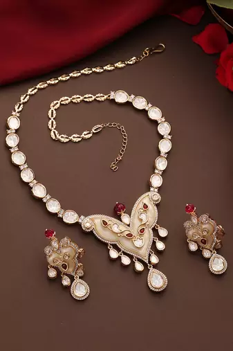 gold plated kundan necklace set
