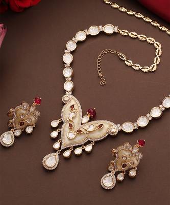 gold plated kundan necklace set 4