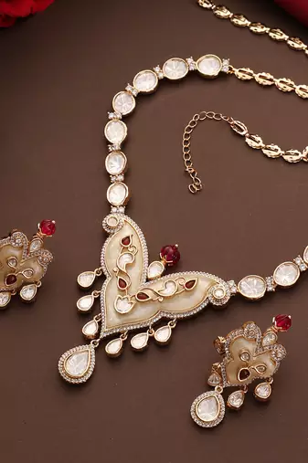 gold plated kundan necklace set