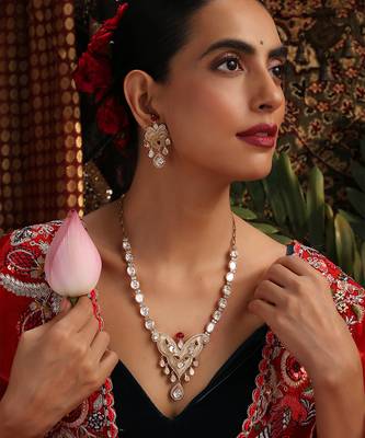gold plated kundan necklace set 5