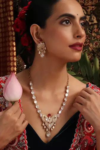 gold plated kundan necklace set