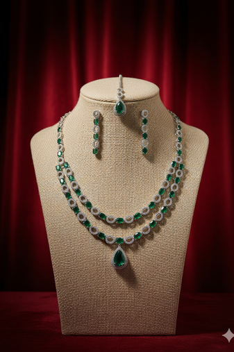 Green american diamonds necklaces