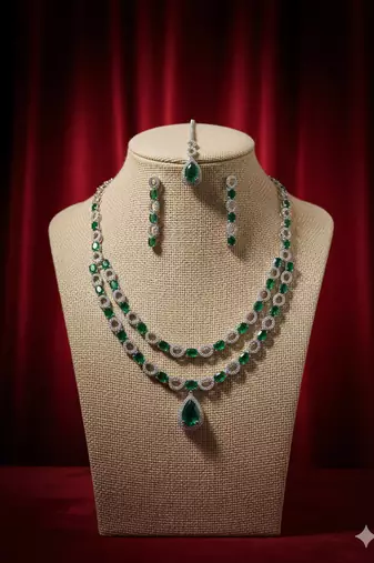 Green american diamonds necklaces