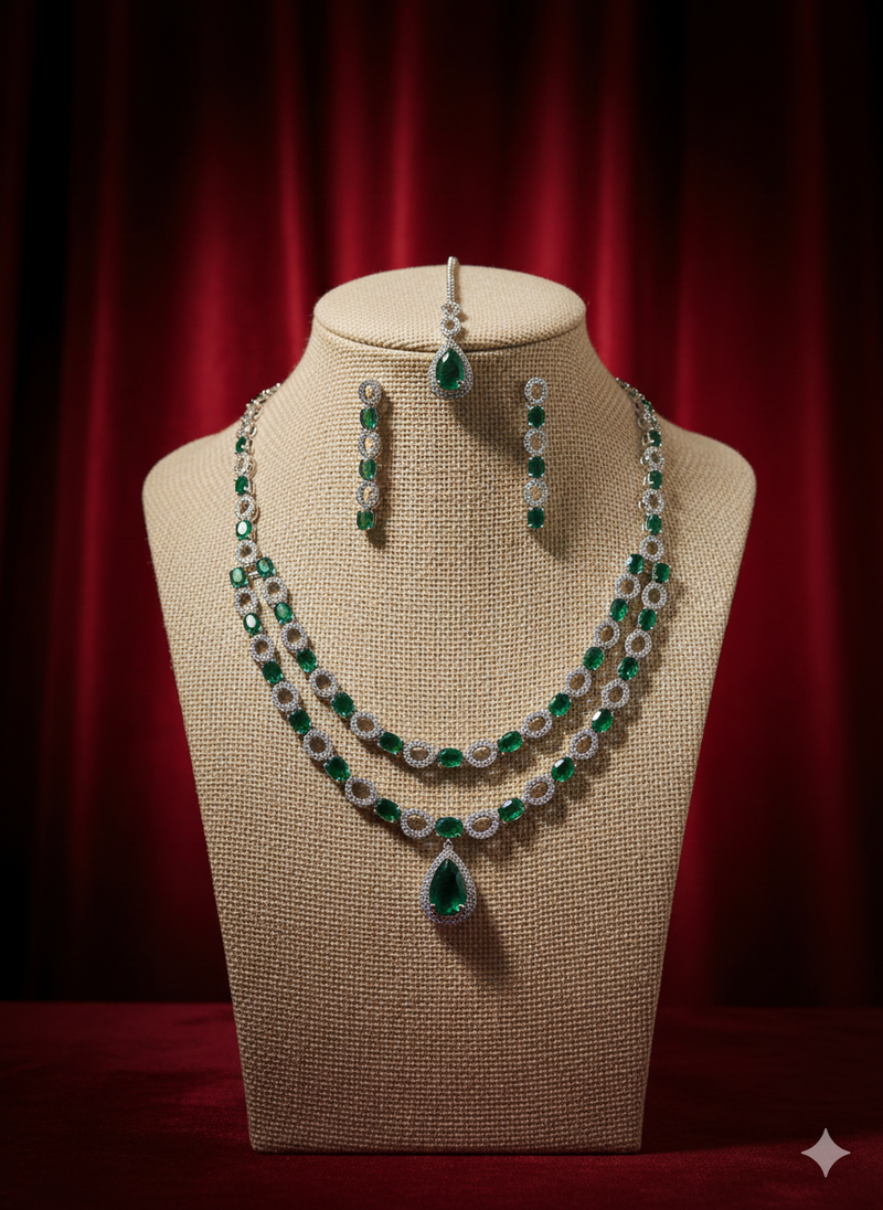 Green american diamonds necklaces
