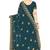 designer teal blue zari embroidery work moss silk blend saree