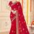 designer red zari embroidery work moss silk blend saree