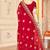 designer red zari embroidery work moss silk blend saree