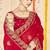 designer red zari embroidery work moss silk blend saree