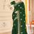 designer bottle green zari embroidery work moss silk blend saree