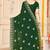 designer bottle green zari embroidery work moss silk blend saree