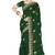 designer bottle green zari embroidery work moss silk blend saree