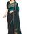 indian rama green zarkan handwork satin silk blend saree