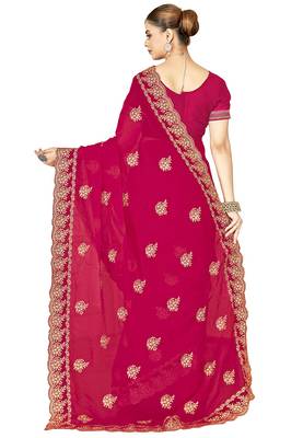 designer rani zari embroidery work moss silk blend saree 4