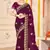 designer wine zari embroidery work moss silk blend saree