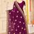 designer wine zari embroidery work moss silk blend saree