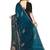 indian teal blue zarkan handwork satin silk blend saree