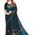 indian teal blue zarkan handwork satin silk blend saree