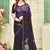 indian purple zarkan handwork satin silk blend saree