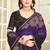 indian purple zarkan handwork satin silk blend saree