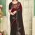 indian maroon zarkan handwork satin silk blend saree