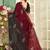 indian maroon zarkan handwork satin silk blend saree