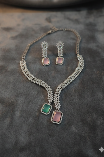 Multicolor american diamonds necklaces