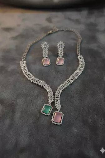 Multicolor american diamonds necklaces