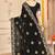 designer black heavy zari embroidery silk blend party wear saree