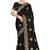 designer black heavy zari embroidery silk blend party wear saree