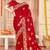 designer red heavy zari embroidery silk blend party wear saree